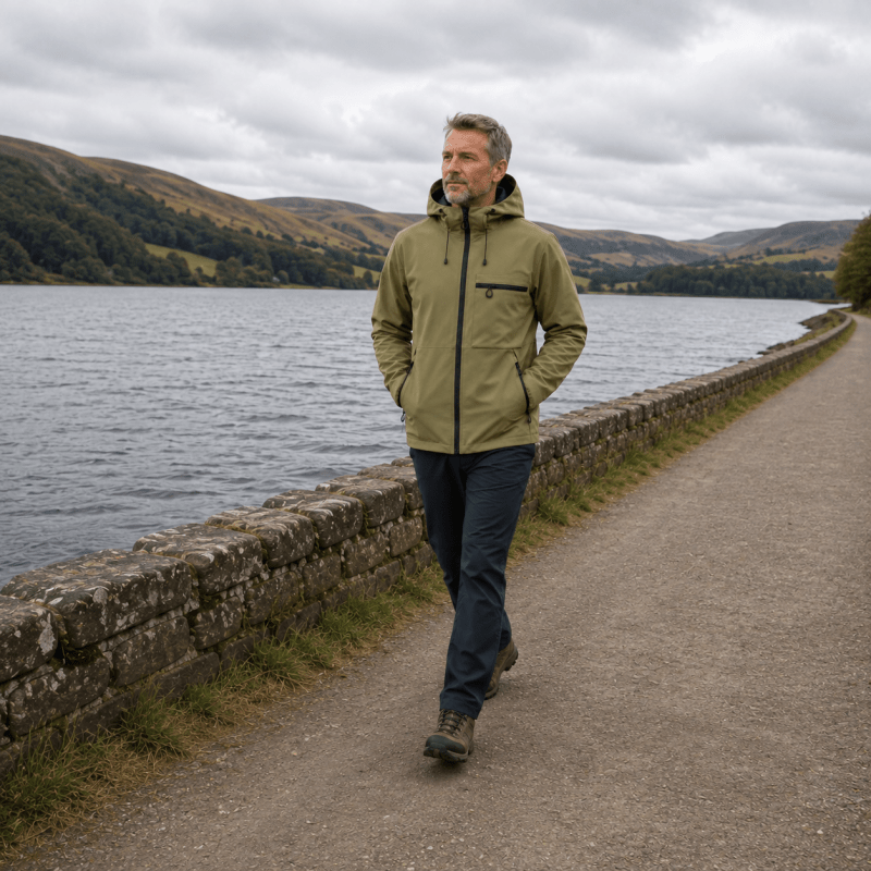 Men’s Hooded Technical Outdoor Jacket with Zip Chest Pocket