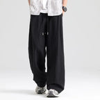 Men's Wide Leg Drawstring Linen Trousers