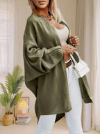 Women's Batwing Sleeve Textured Knit Longline Cardigan