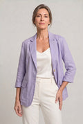 Women's Single Button Notch Collar Linen Blazer