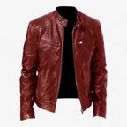 Men's Fitted Faux Leather Moto Style Jacket