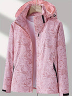 Women's Botanical Print Hooded Windbreaker Jacket