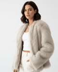Women's Cropped Open-Front Faux Fur Jacket