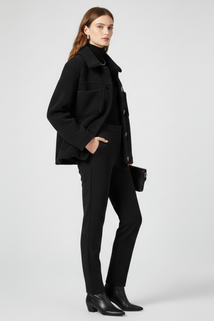 Women's Textured Teddy Shacket with Patch Pockets