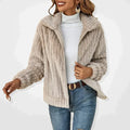 Women’s Ribbed Plush Fleece Zip Jacket
