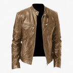 Men's Fitted Faux Leather Moto Style Jacket