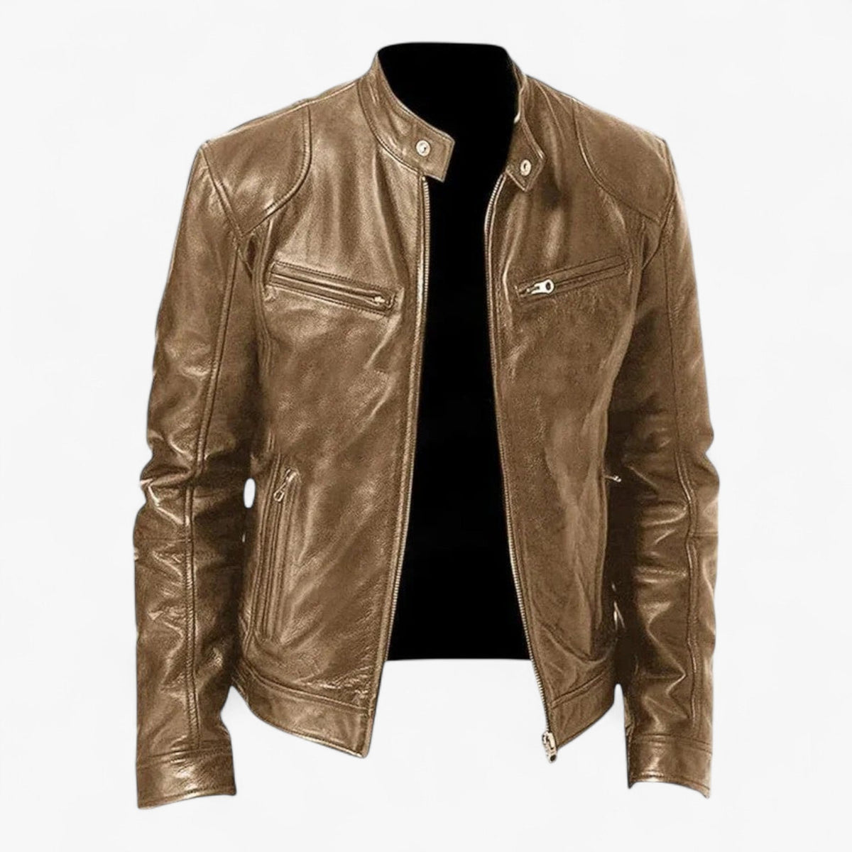 Men's Fitted Faux Leather Moto Style Jacket