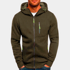 Men's Full-Zip Contrast Hoodie with Chest Pocket Detail
