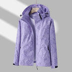 Women's Botanical Print Hooded Windbreaker Jacket