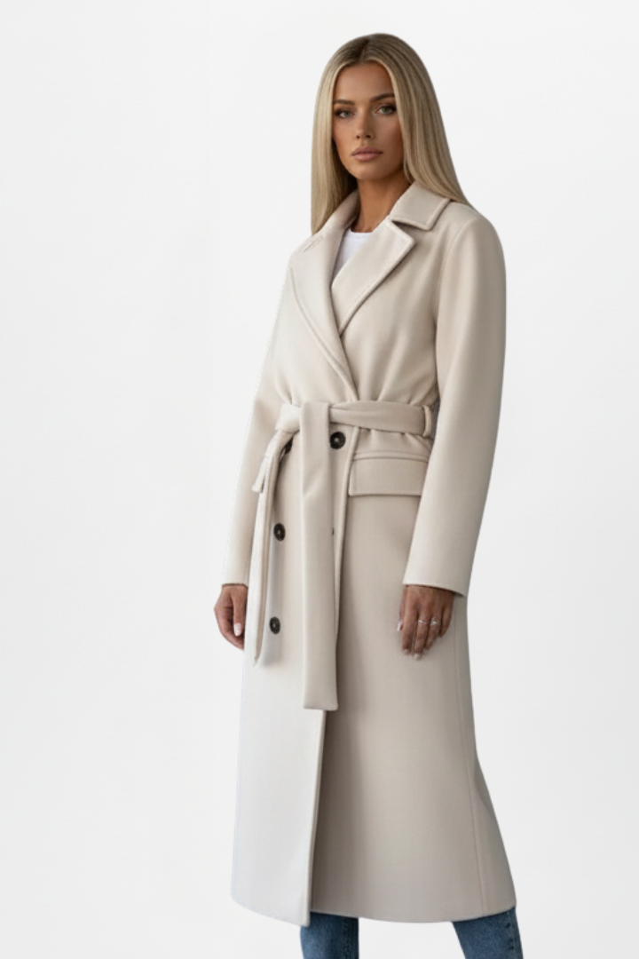 Women's Belted Double-Breasted Longline Trench Coat