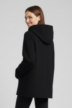 Women's Oversized Hooded Zip-Up Jacket with Turn-Up Cuffs