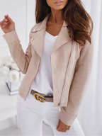 Women’s Faux Suede Slim Fit Biker Jacket