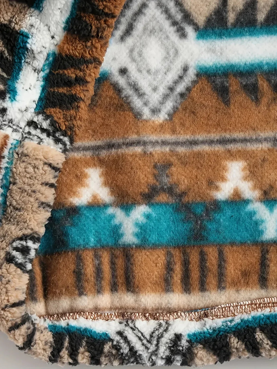 Men’s Southwestern Print Sherpa Fleece Quarter-Zip Pullover