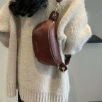 Women's Curved Crossbody Sling Bag with Woven Strap