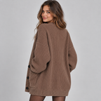 Women's Oversized Ribbed Knit V-Neck Cardigan with Pockets