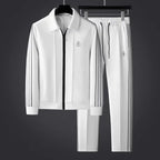 Men's Full-Zip Collared Tracksuit with Side Stripe Detail
