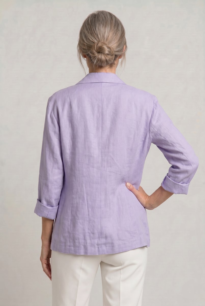 Women's Single Button Notch Collar Linen Blazer