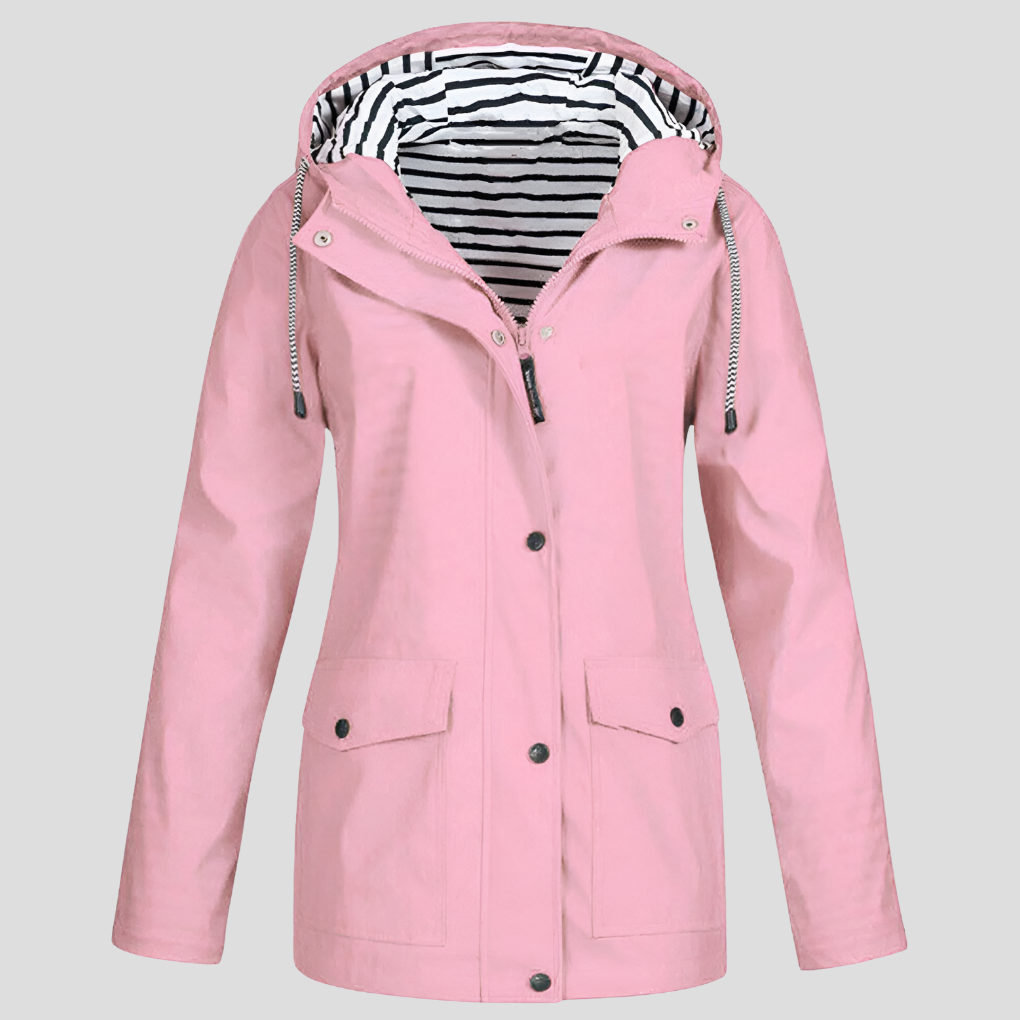 Women's Hooded Zip-Up Waterproof Rain Jacket