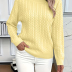 Women’s Classic Cable Knit Mock Neck Sweater