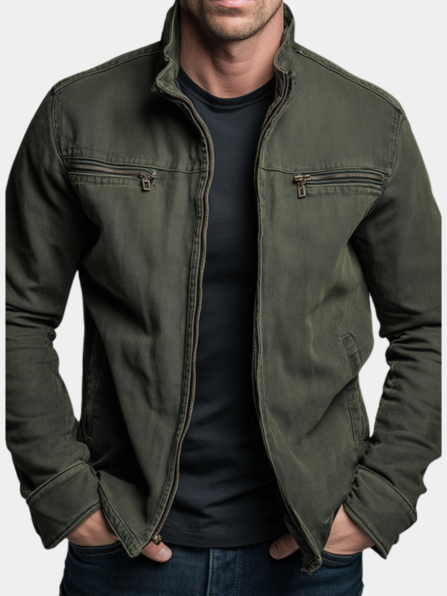Men's Zip-Up Stand Collar Utility Jacket
