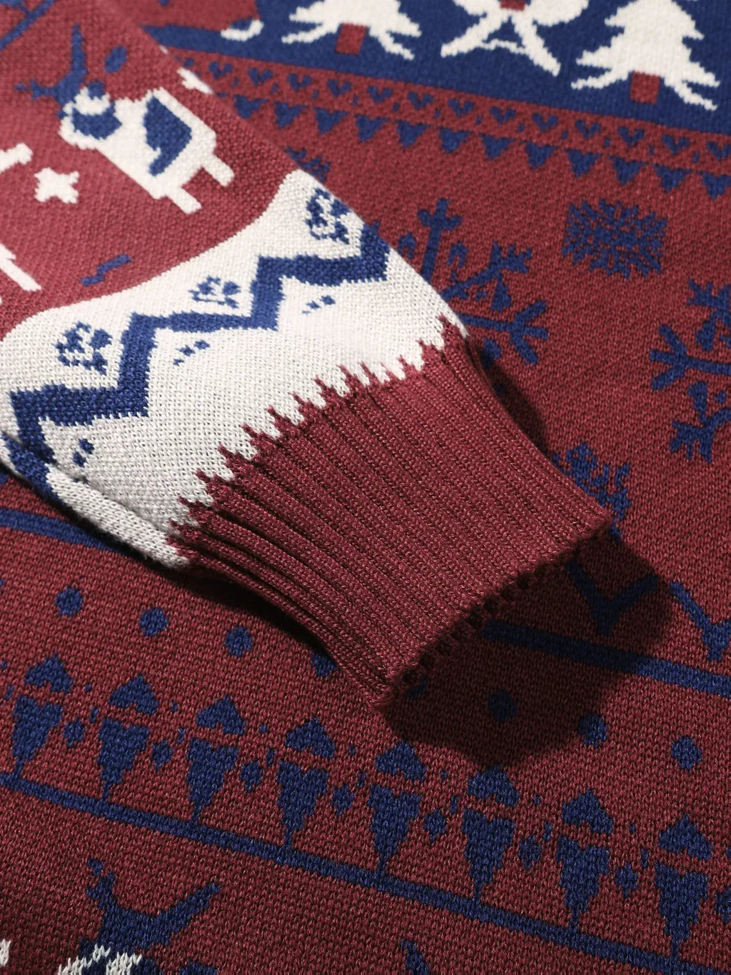 Men’s Reindeer Jacquard Knit Hooded Christmas Sweater