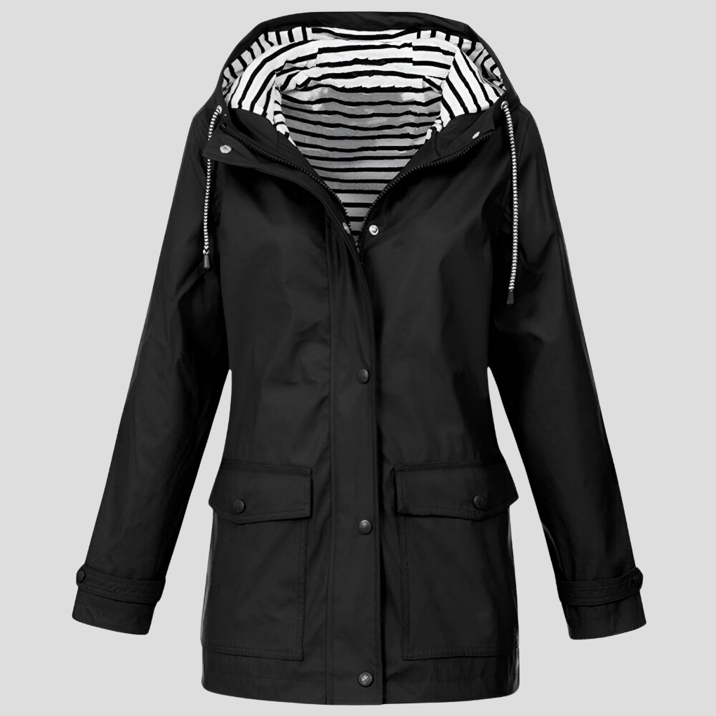 Women's Hooded Zip-Up Waterproof Rain Jacket