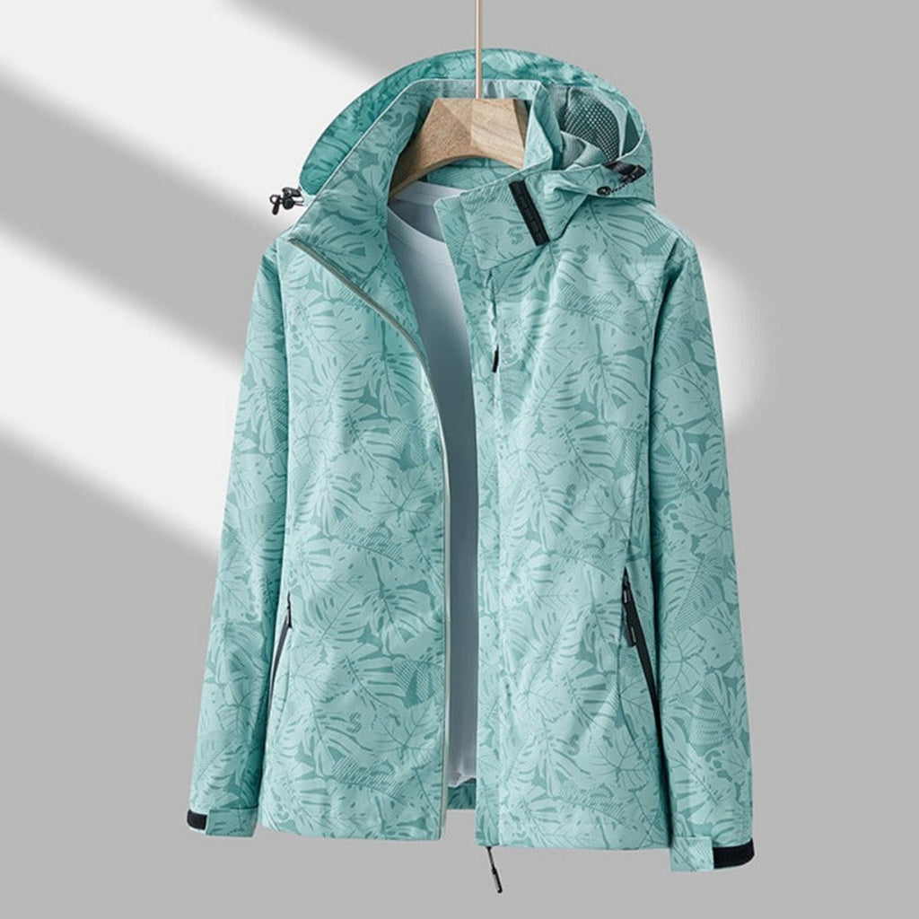 Women's Botanical Print Hooded Windbreaker Jacket