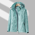 Women's Botanical Print Hooded Windbreaker Jacket
