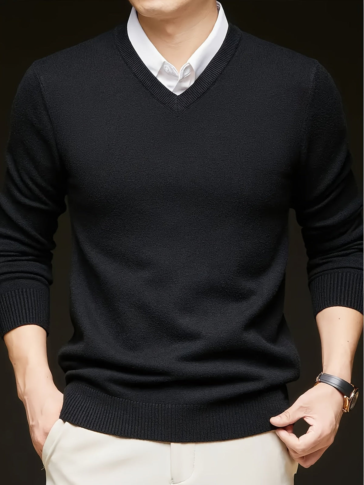 Men's Classic Fine Knit V-Neck Sweater