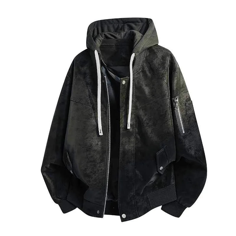 Men’s Vintage Washed Hooded Bomber Jacket