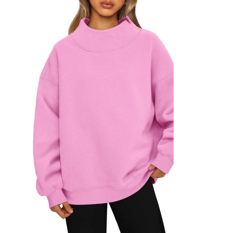 Women’s Oversized Mock Neck Fleece Lined Sweatshirt