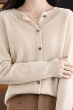Women's Round Neck Button-Up Knit Cardigan