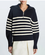 Women's Striped Quarter-Zip Knit Sweater