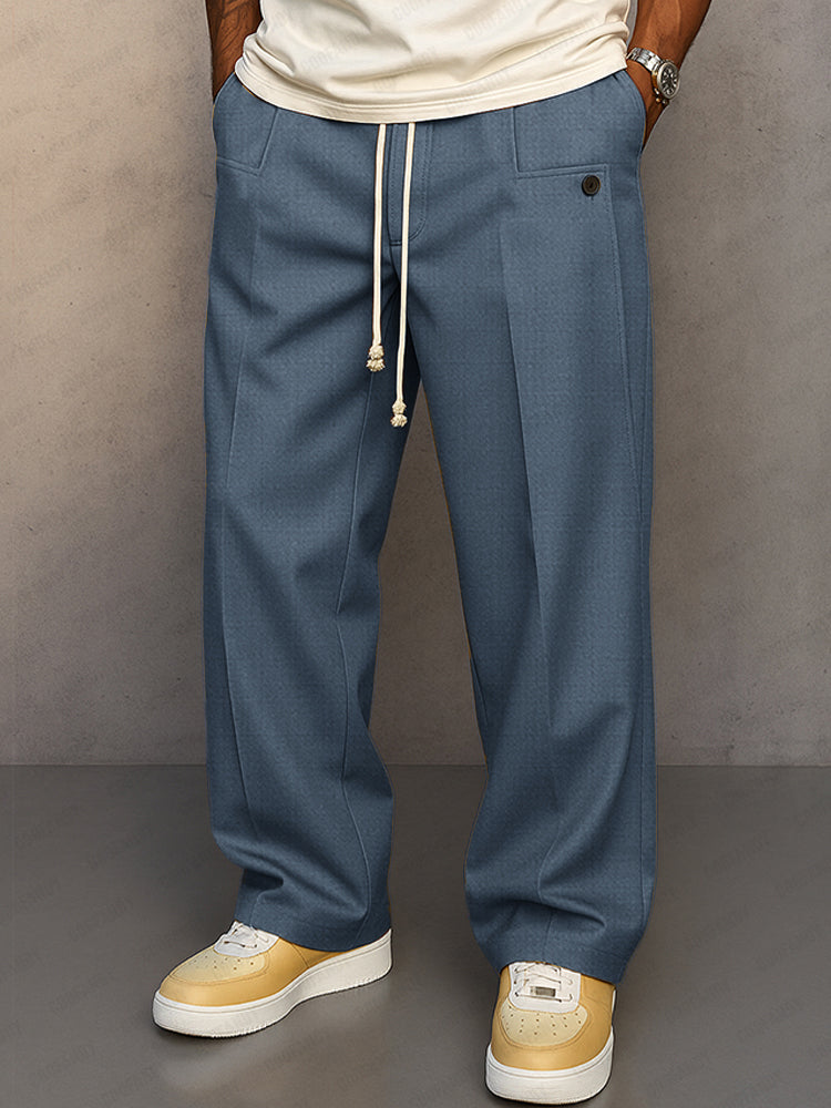 Men's Relaxed Wide-Leg Drawstring Trousers