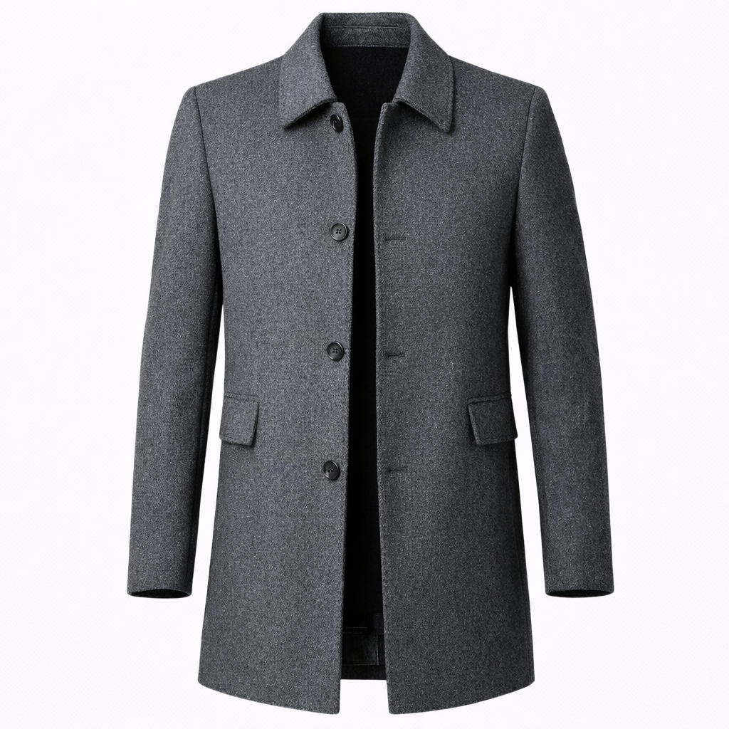 Men's Single-Breasted Tailored Overcoat