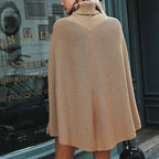 Women’s Ribbed Knit Turtleneck Cape Sweater