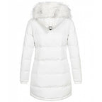 Women's Quilted Parka Coat with Faux Fur Trim Hood