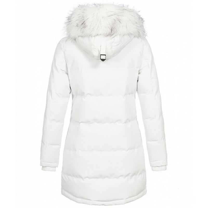 Women's Quilted Parka Coat with Faux Fur Trim Hood