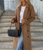 Women's Double-Breasted Belted Longline Overcoat