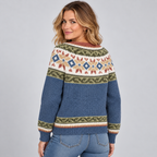 Women's Fair Isle Yoke V-Neck Button Cardigan