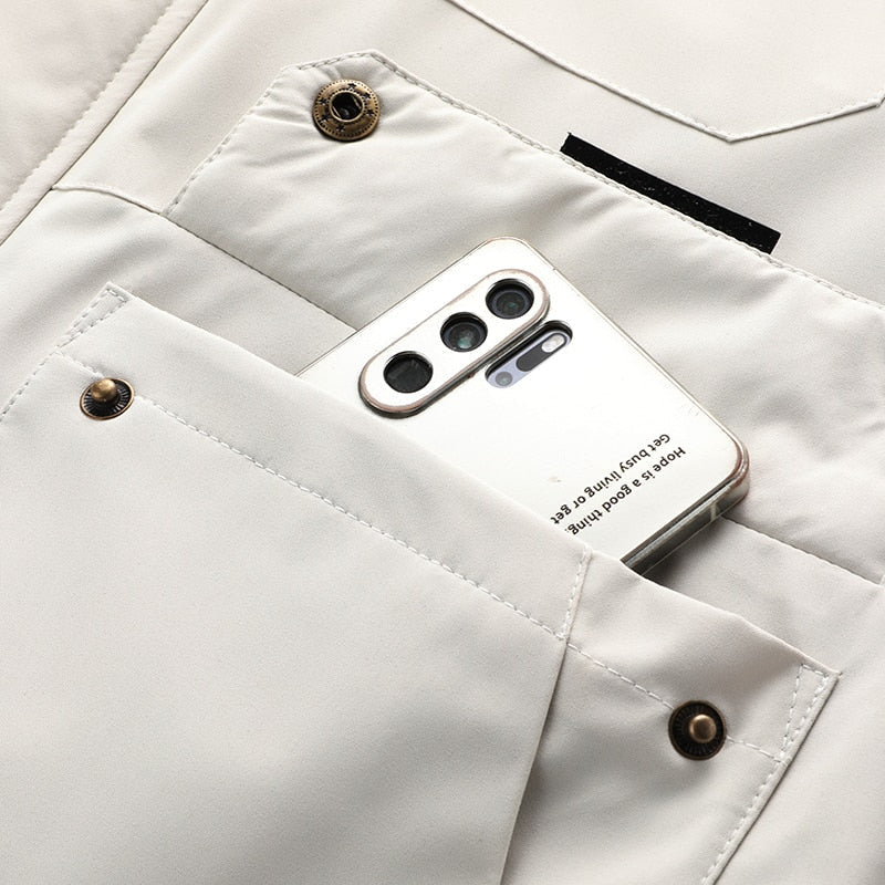 Men's Multi-Pocket Utility Windbreaker Jacket