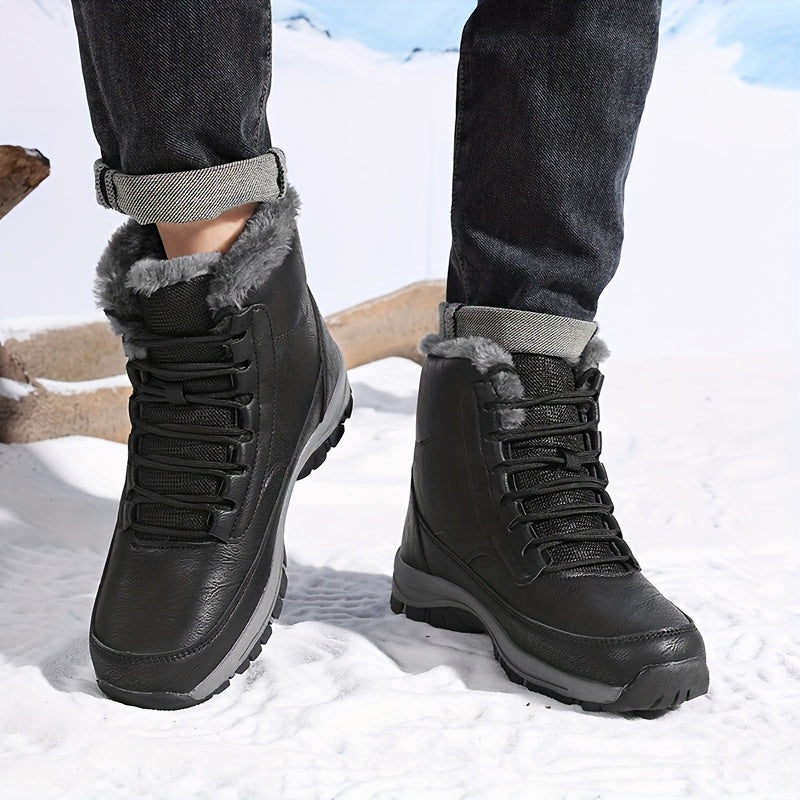 Women's Fur Lined Lace-Up Outdoor Snow Boots