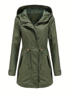 Women’s Hooded Drawstring Waist Parka Jacket