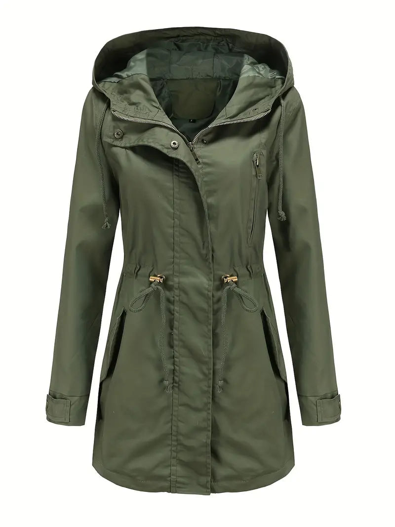 Women’s Hooded Drawstring Waist Parka Jacket