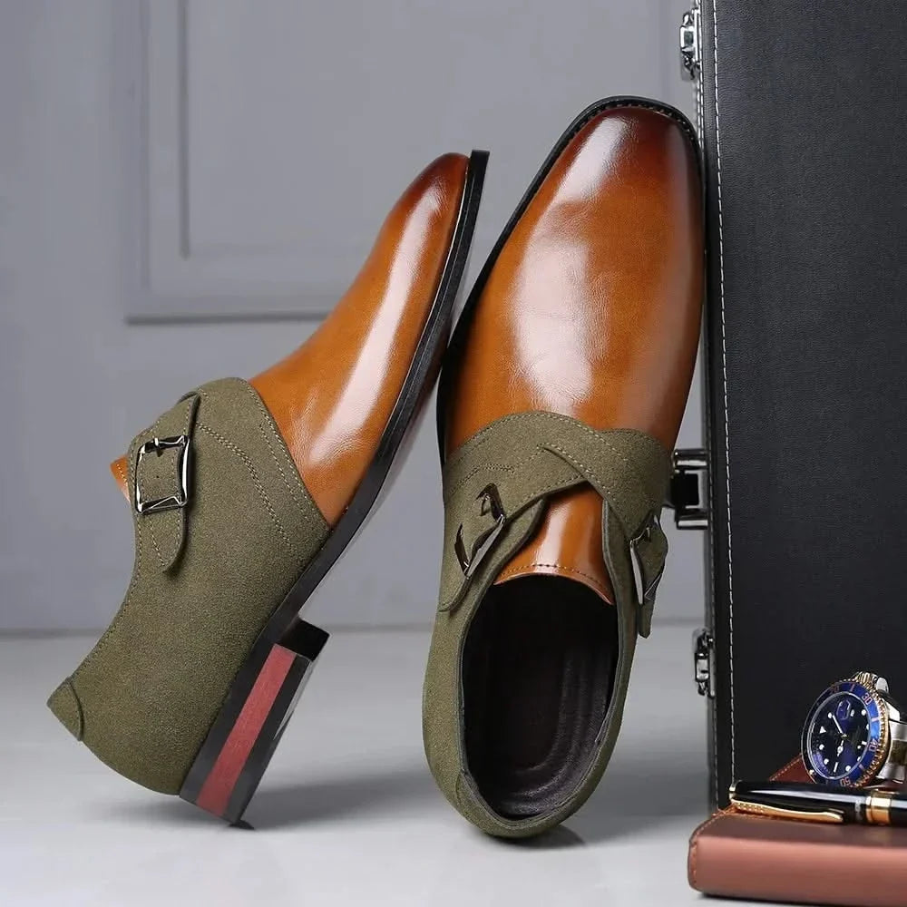 Men's Two-Tone Monk Strap Formal Dress Shoes