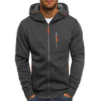 Men's Full-Zip Contrast Hoodie with Chest Pocket Detail