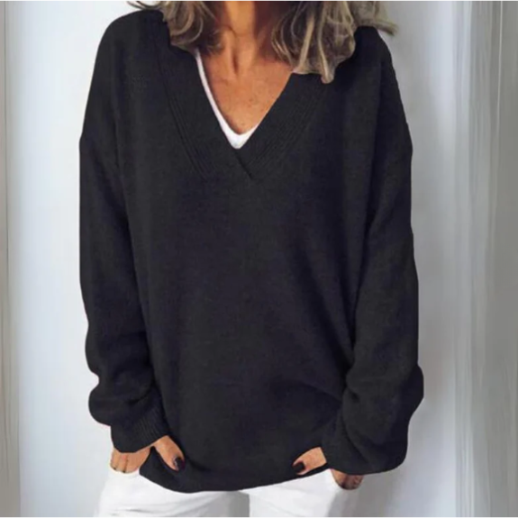 Women’s Oversized Deep V-Neck Knit Sweater