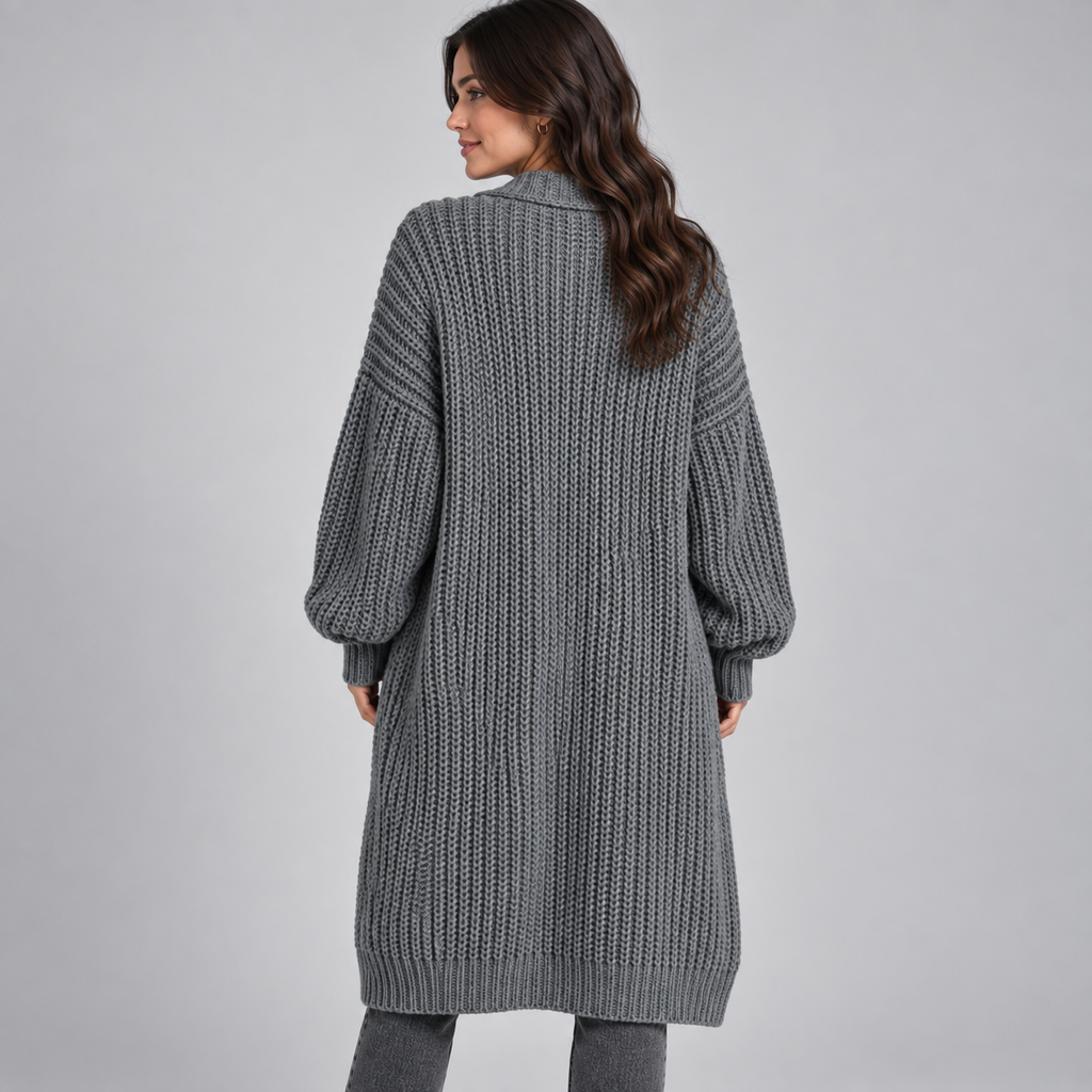 Women's Chunky Knit Longline Open-Front Cardigan