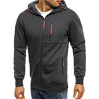 Men's Full-Zip Contrast Hoodie with Chest Pocket Detail