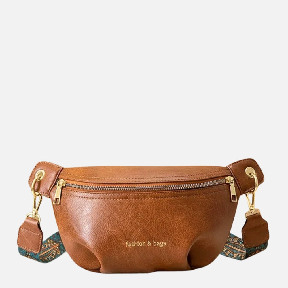 Women's Curved Crossbody Sling Bag with Woven Strap